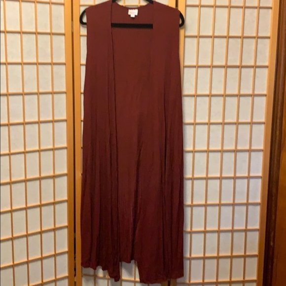 Lularoe Joy Duster Sweater Vest Size L Burgundy - Picture 2 of 7